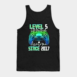 Level 5 Unlocked Awesome Since 2017 5Th Birthday Gaming Tank Top